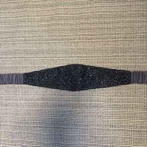 Gray Satin Stretchy Beaded Waist Belt